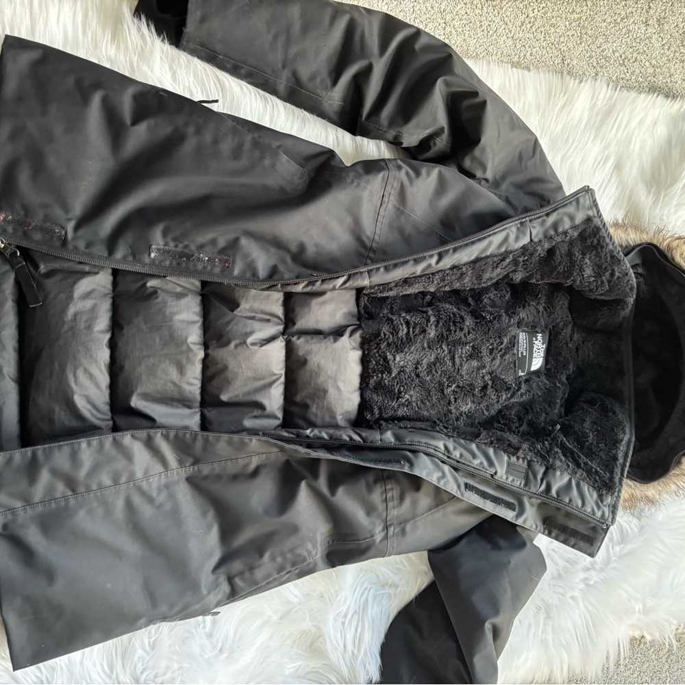 The North Face Gray Jacket with Faux Fur Lining for Girls Size 8
